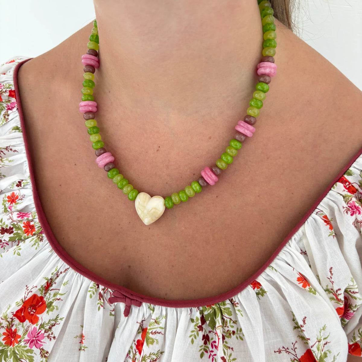 Happy Heart Stone Necklace
