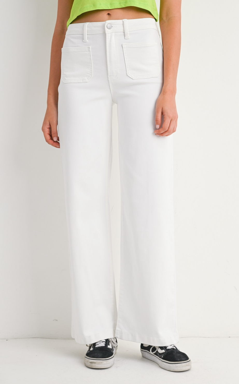 White Mini Patch Pocket Wide Jean