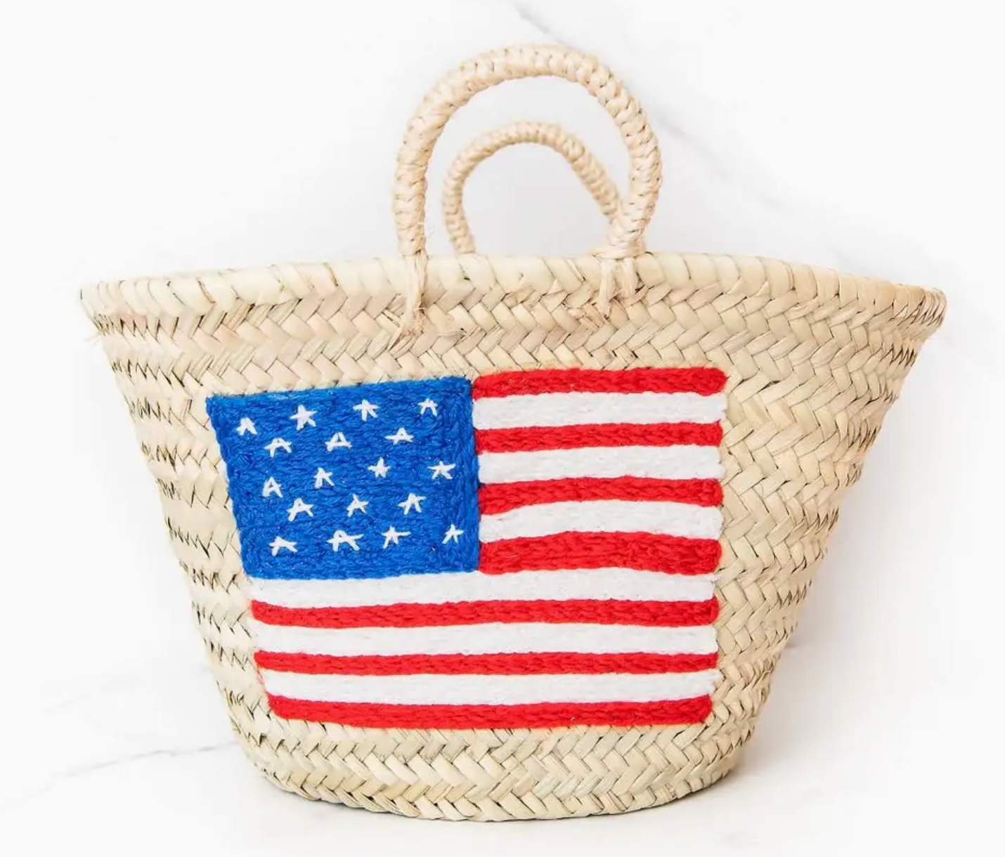 American Flag Straw Bag