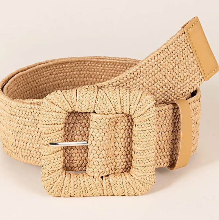 Square Buckle Woven Belt