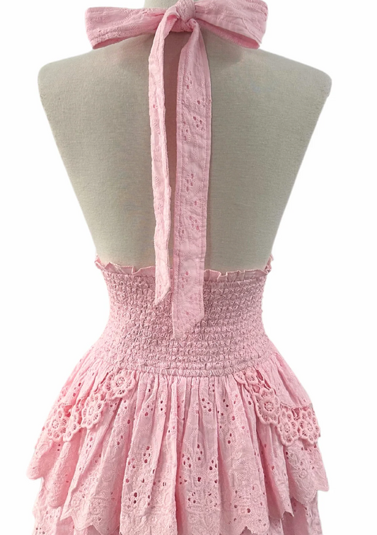 V Neck Eyelet Arielle Dress