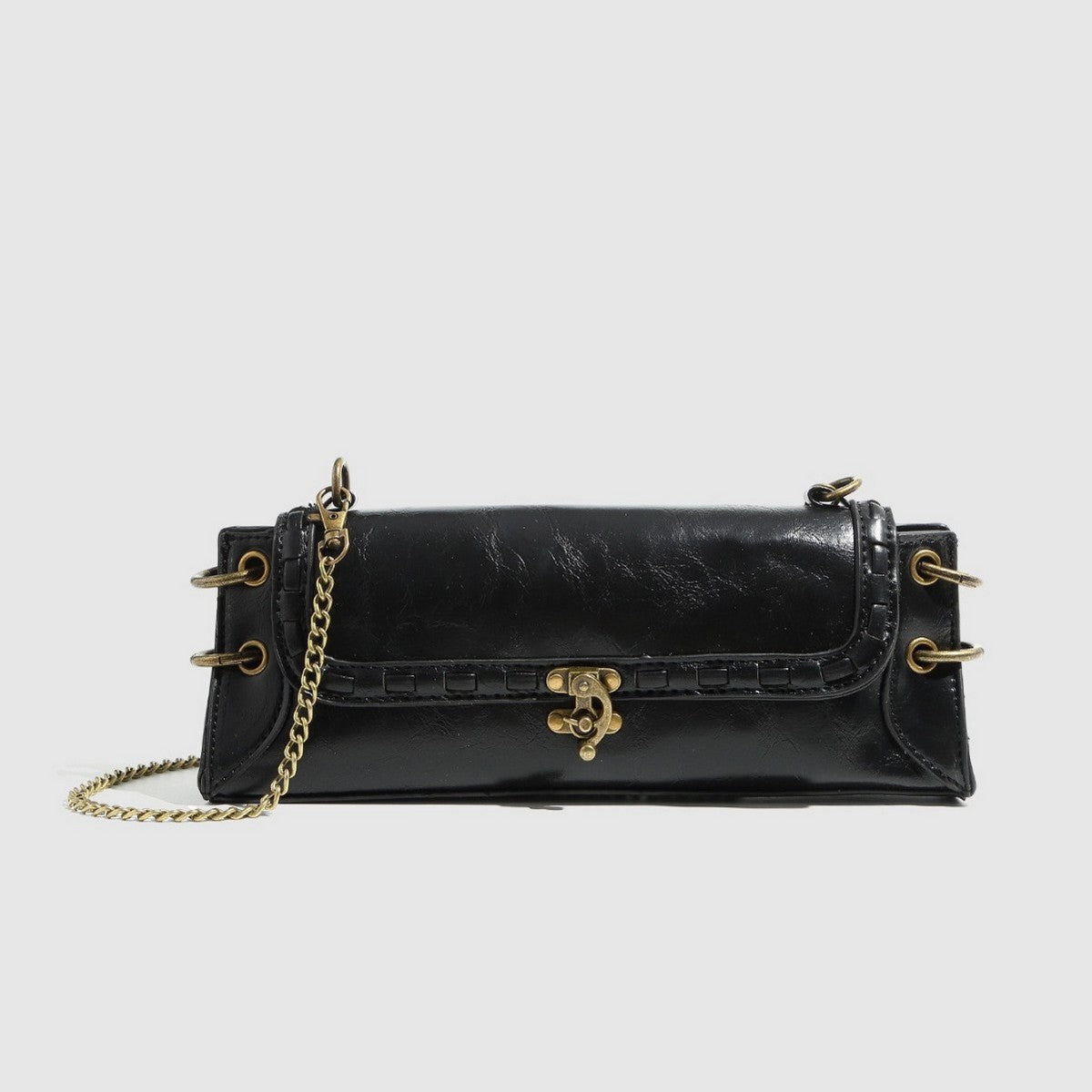 Bronze Lock Chain Shoulder & Clutch Bag