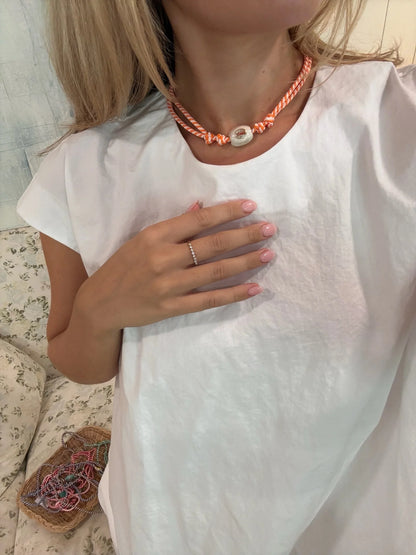 Orange Stripe Cord Necklace