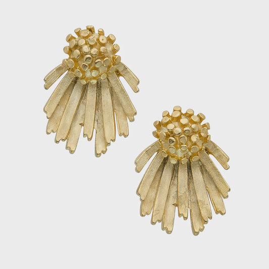 Gold Cluster/Fan Studs Earrings
