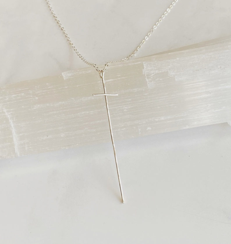 Silver Modern Cross Necklace