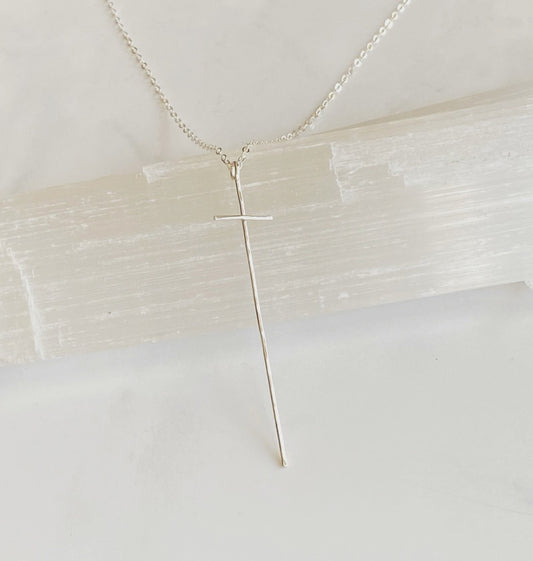 Silver Modern Cross Necklace