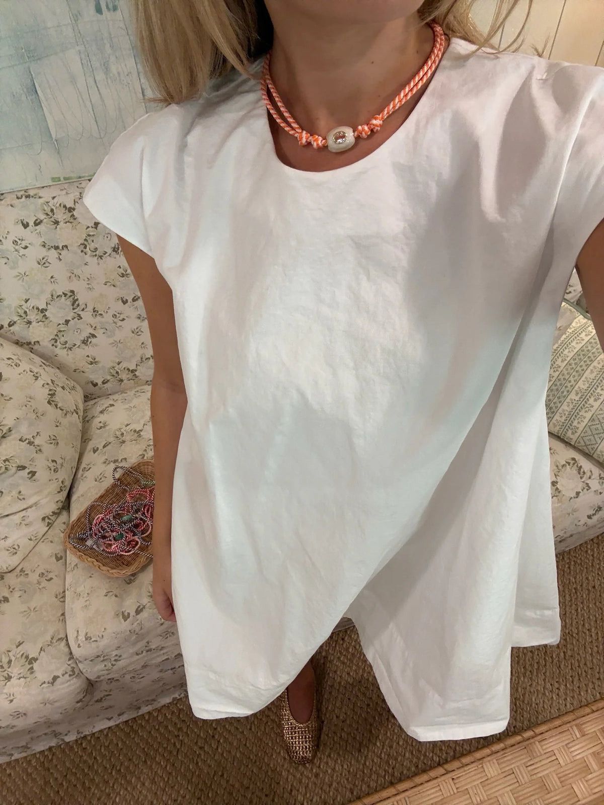 Orange Stripe Cord Necklace