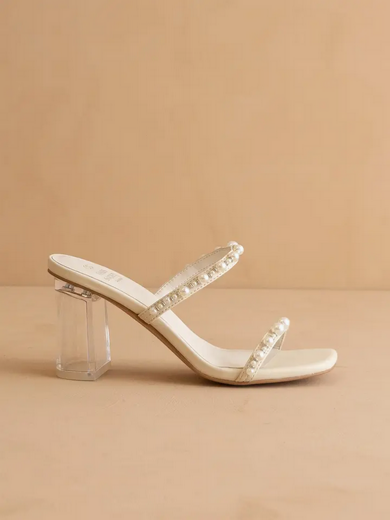 The Mae Beige | Strappy Pearl Heel