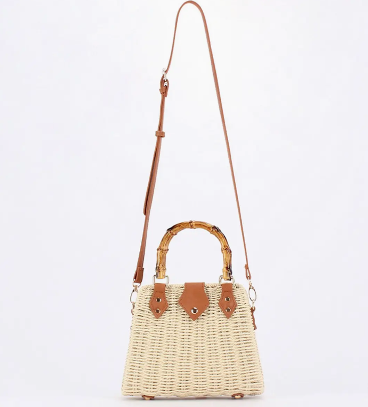 Straw Bag Bamboo Handle