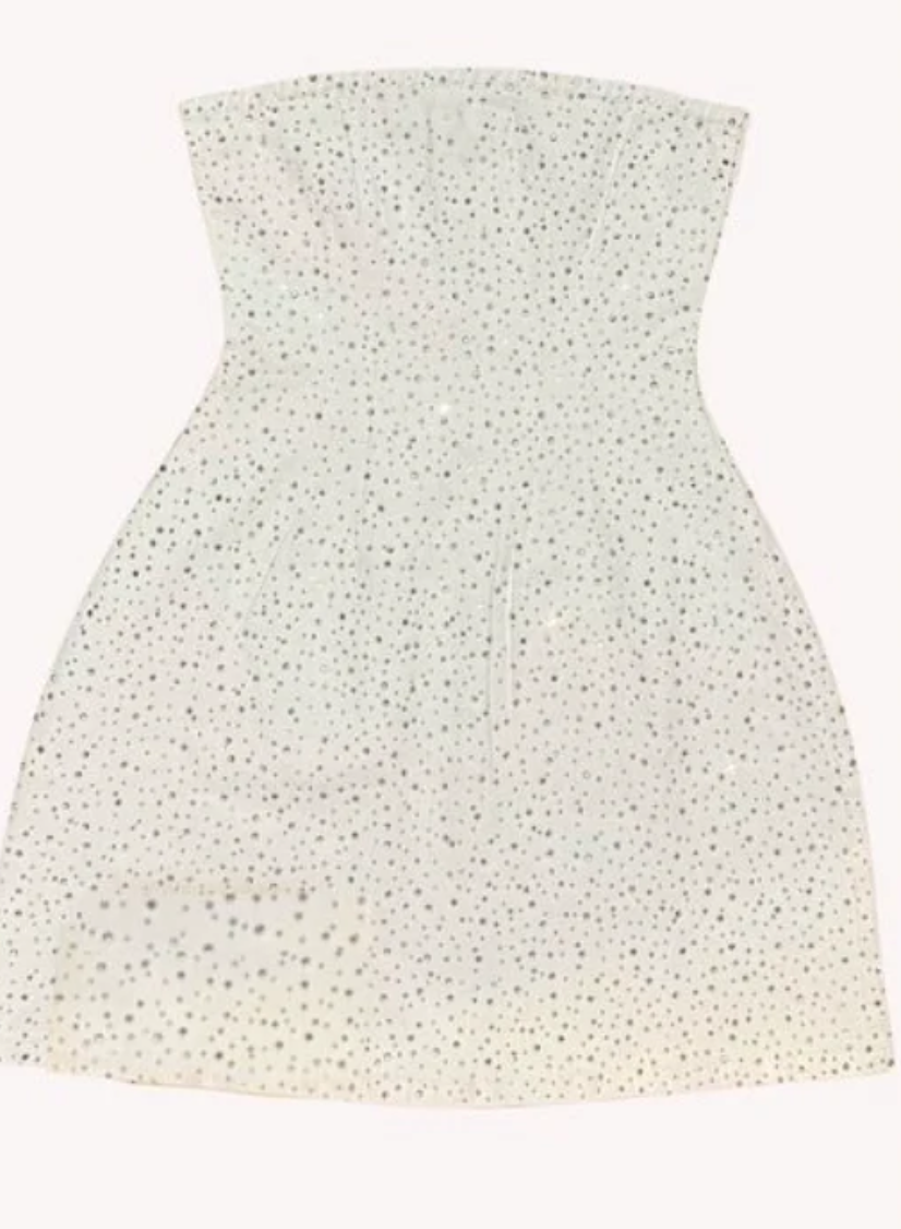 Demi White Denim Crystal Strapless
