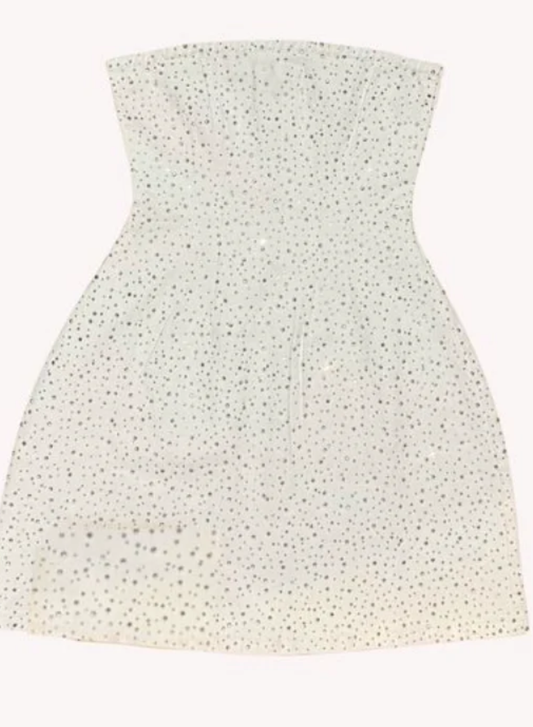 Demi White Denim Crystal Strapless