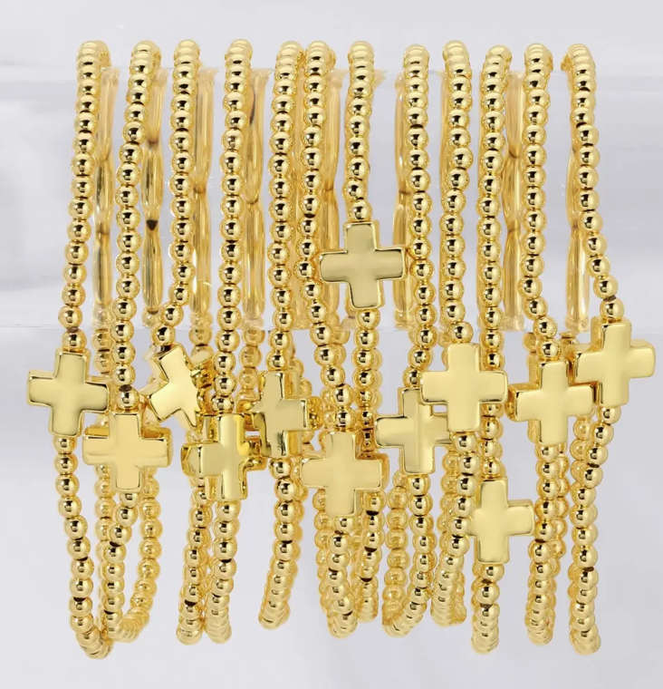 Gold Cross Stretch Bracelet