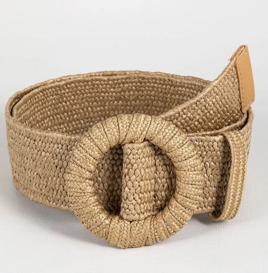 Round Buckle Straw Belt
