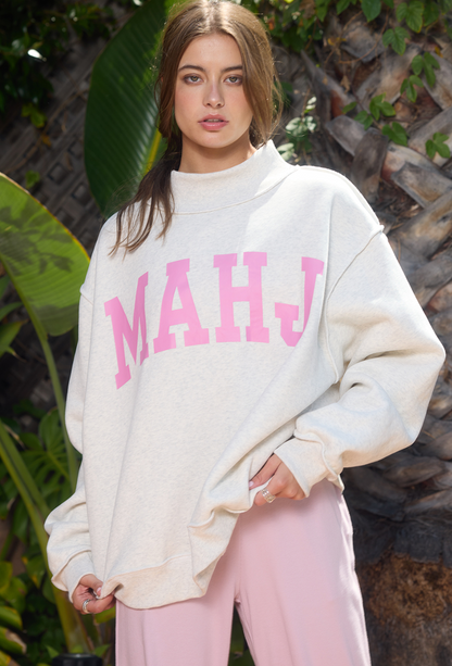 Pink Mahj Reversible Mock Neck
