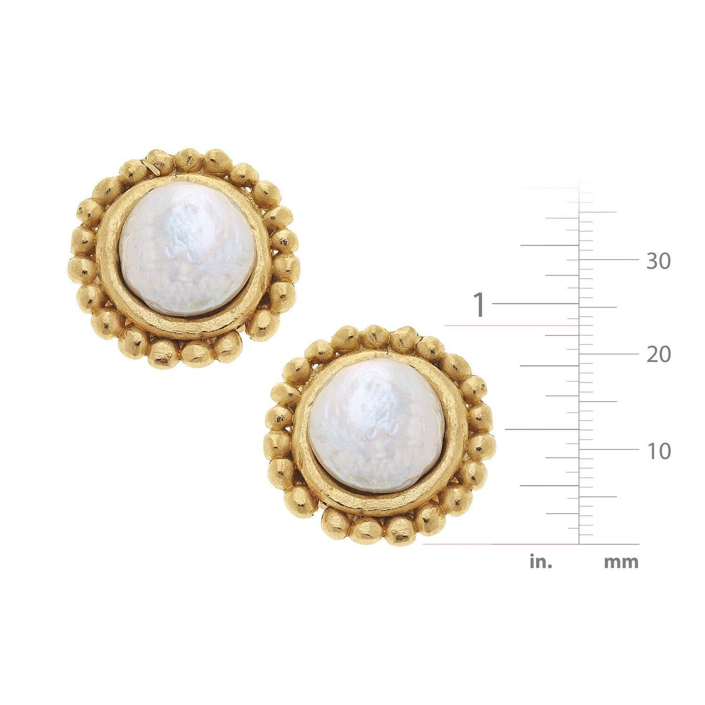 Gold with Coin Pearl Pierced Earrings