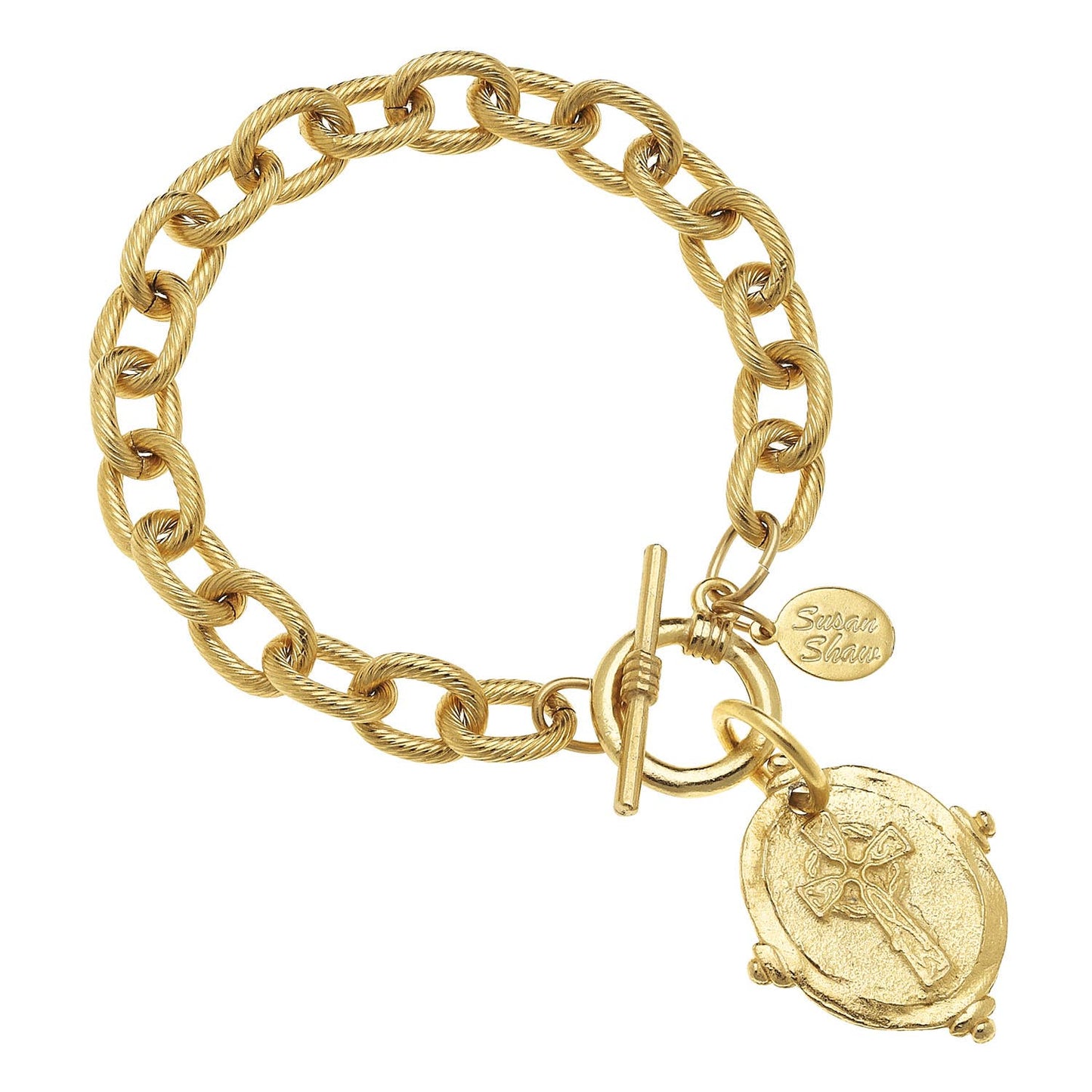 Gold Cross Intaglio Bracelet