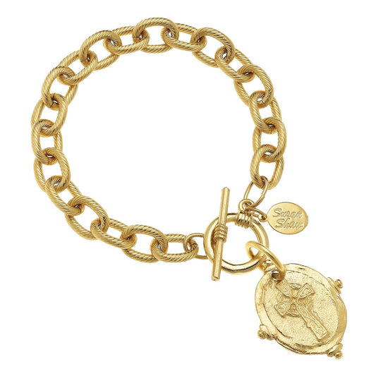 Gold Cross Intaglio Bracelet